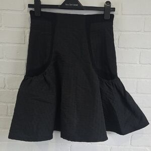 Diane Von Furstenberg Black Textured A-Line Skirt
